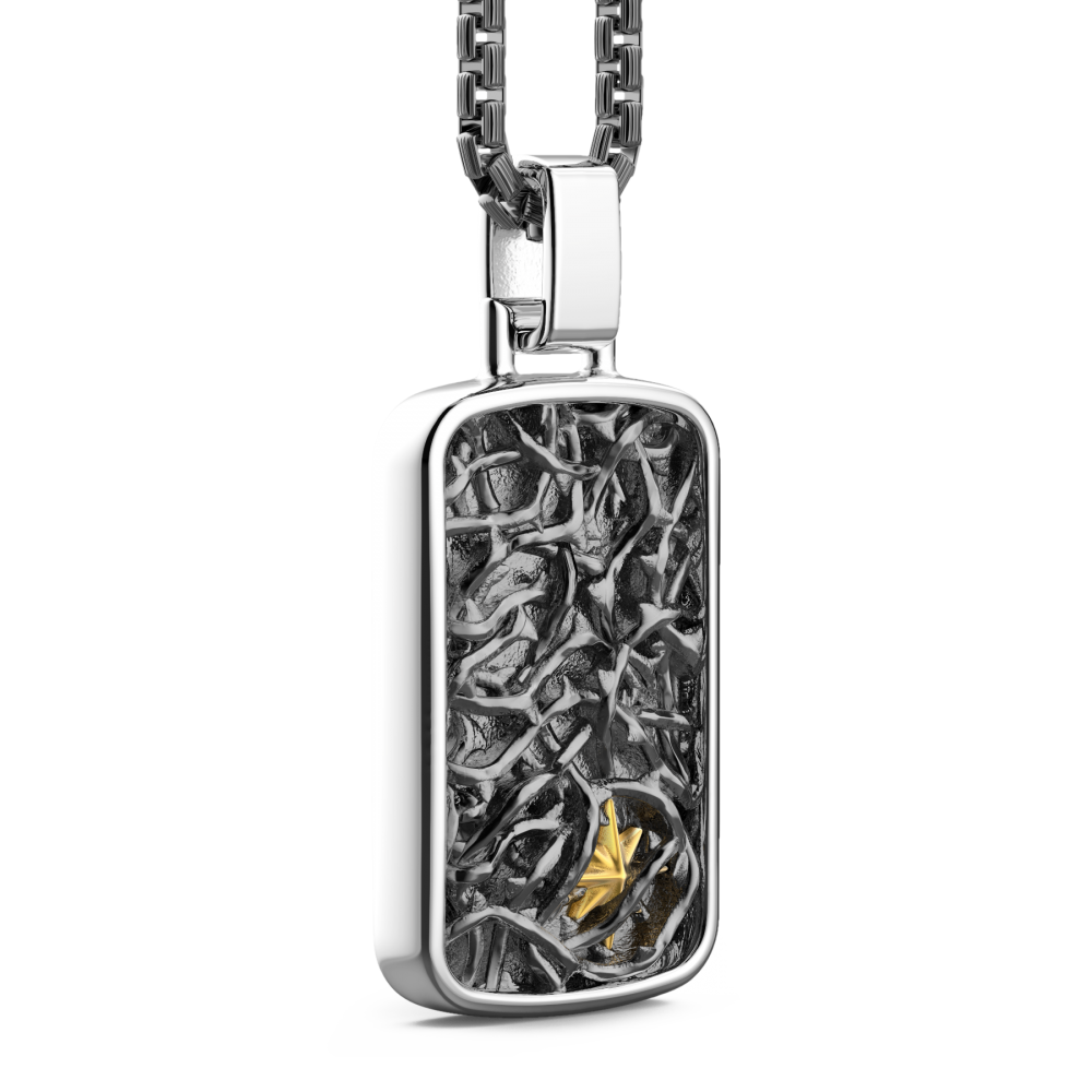 Zancan Collana Zancan In Argento Con Pendente A Targa Con Filo Spinato