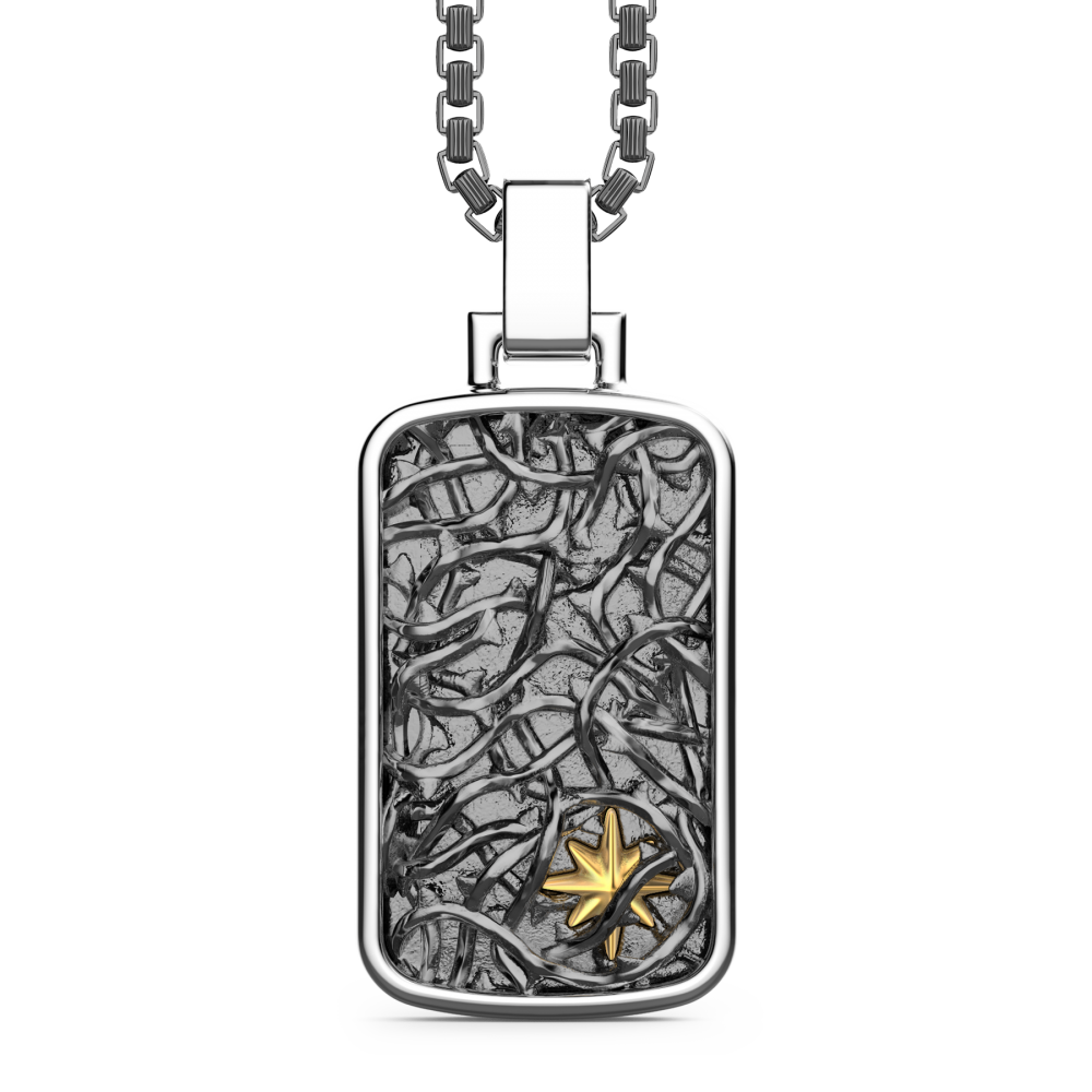 Zancan Collana Zancan in argento con pendente a targa con filo spinato