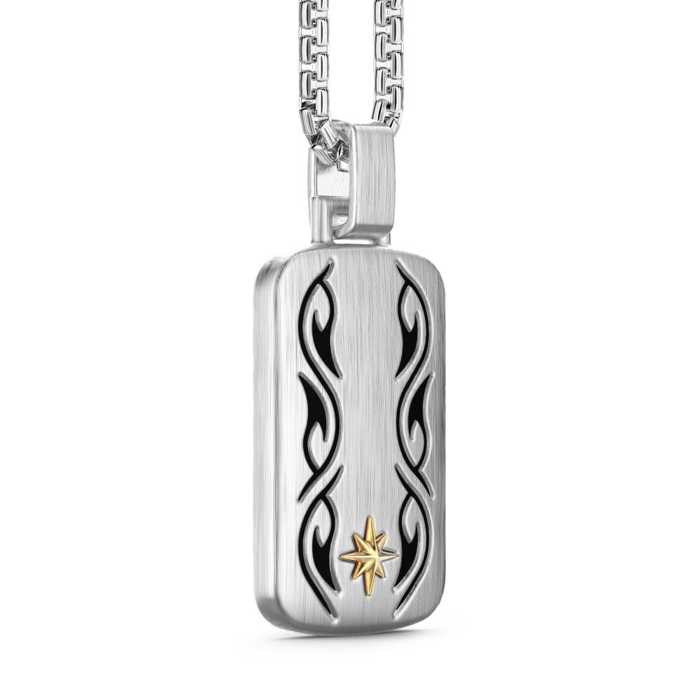Zancan Collana Zancan In Argento Con Pendente A Targa E Motivo Tribale