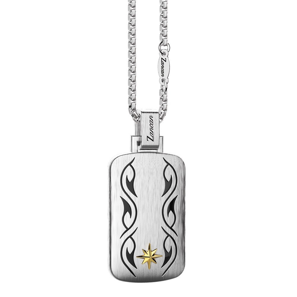 Zancan Collana Zancan In Argento Con Pendente A Targa E Motivo Tribale