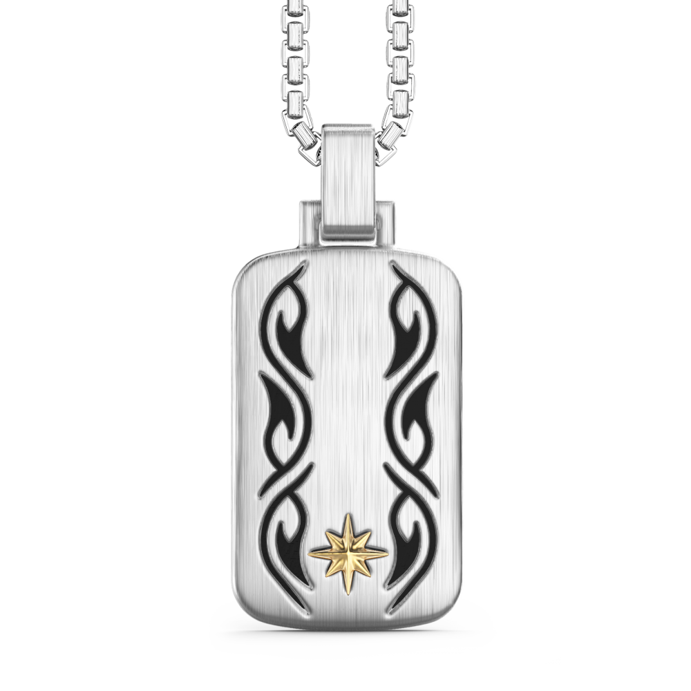Zancan Collana Zancan in argento con pendente a targa e motivo tribale