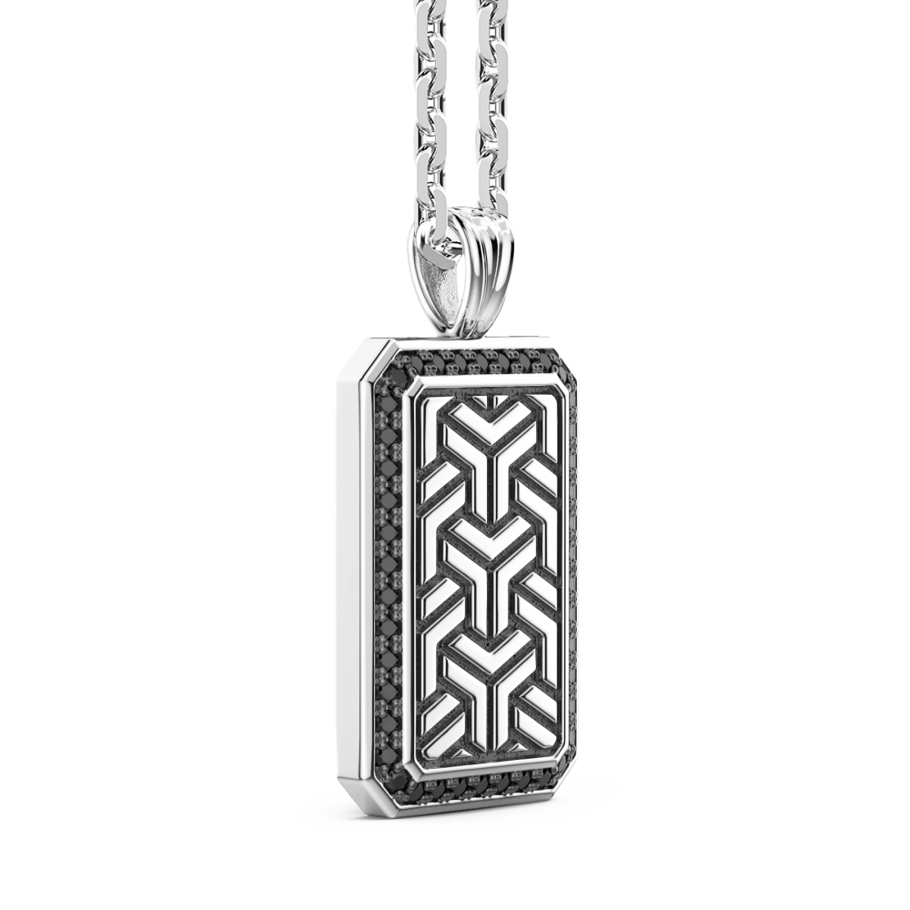 Zancan Collana Zancan In Argento Con Pendente A Targa E Pietre Nere