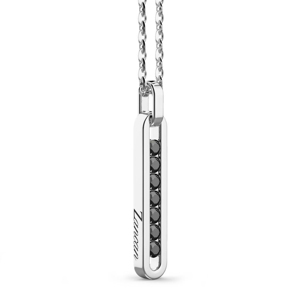 Zancan Collana Zancan In Argento Con Pendente A Targa E Pietre Nere