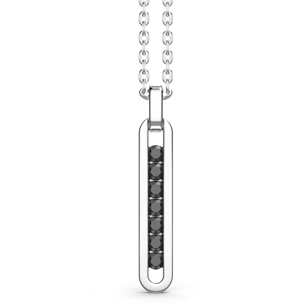 Zancan Collana Zancan in argento con pendente a targa e pietre nere