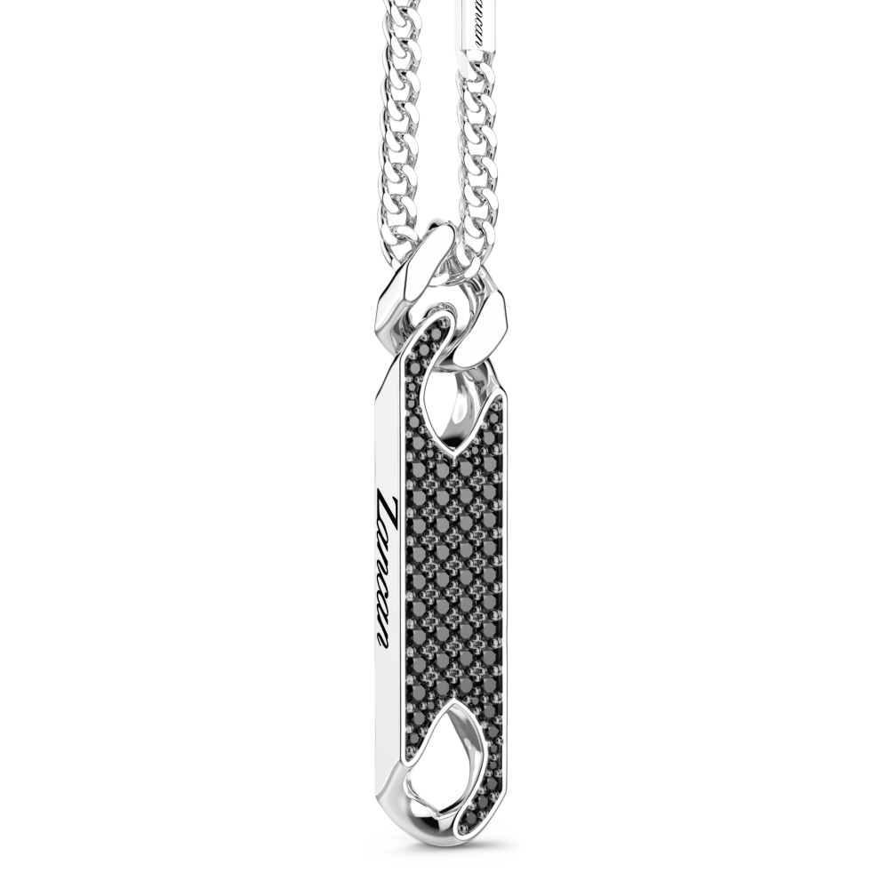 Zancan Collana Zancan In Argento Con Pendente A Targa E Pietre