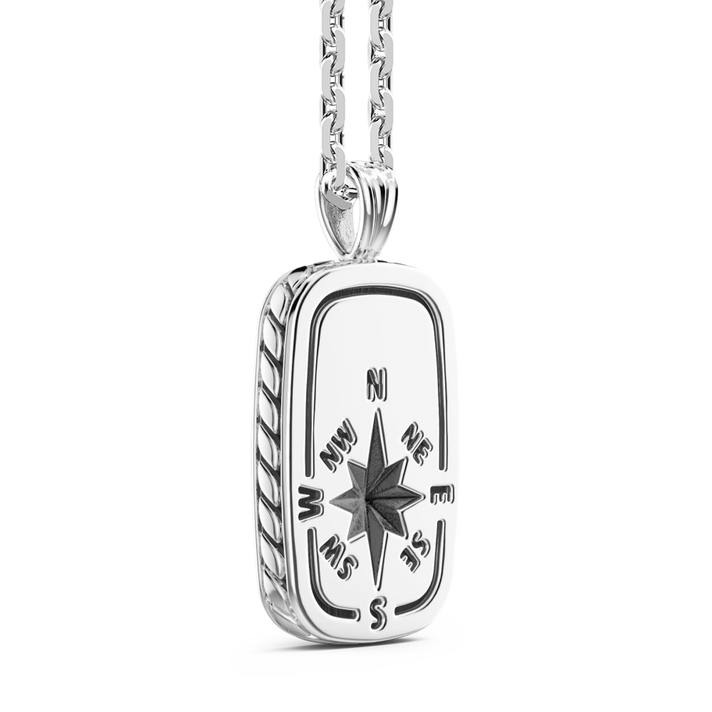 Zancan Collana Zancan In Argento Con Pendente A Targa E Rosa Dei Venti