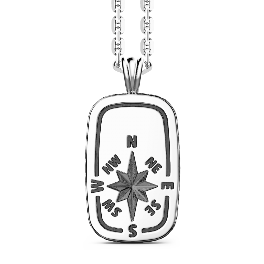 Zancan Collana Zancan in argento con pendente a targa e rosa dei venti