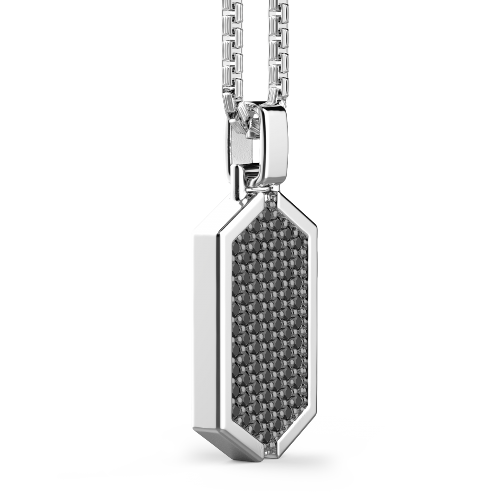 Zancan Collana Zancan In Argento Con Pendente A Targa Tempestato Di Pietre Nere