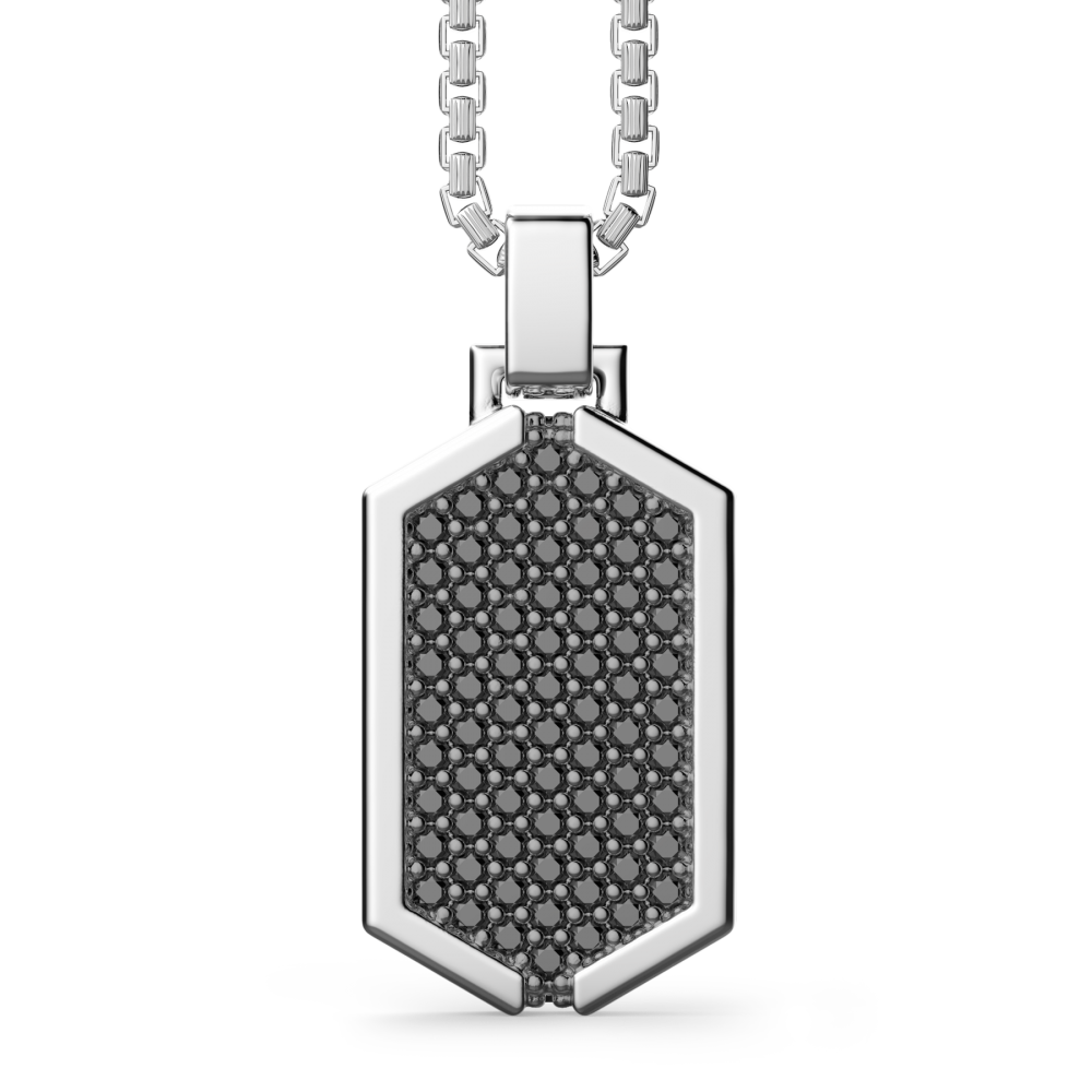 Zancan Collana Zancan in argento con pendente a targa tempestato di pietre nere