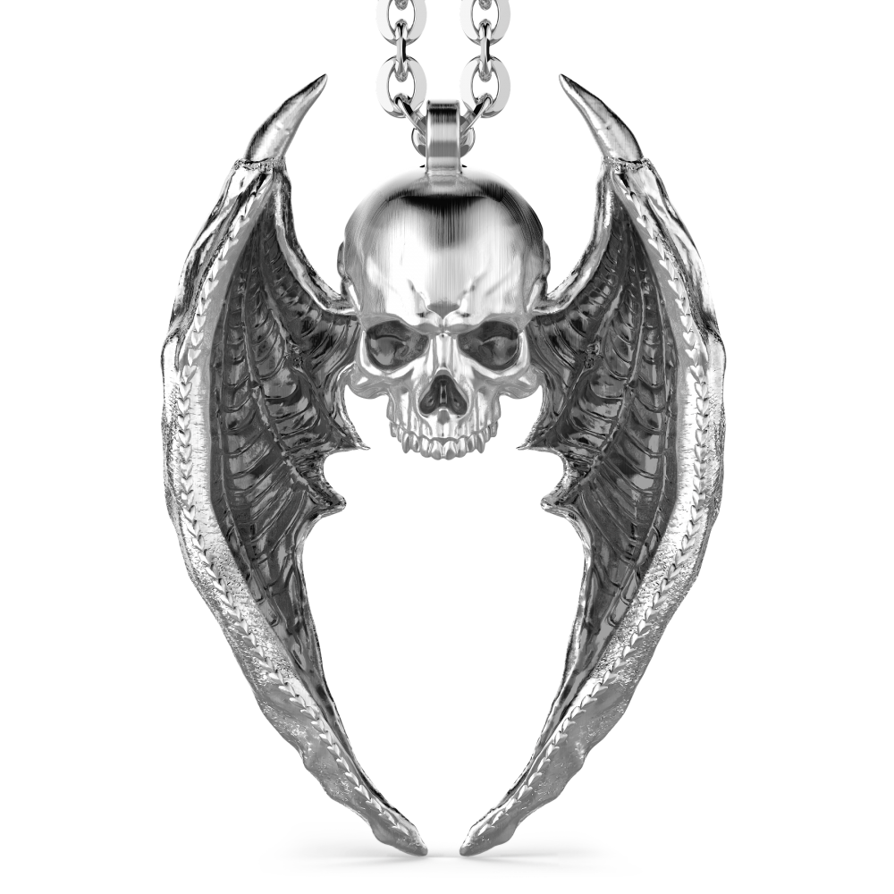 Zancan Collana Zancan in argento con pendente a teschio alato