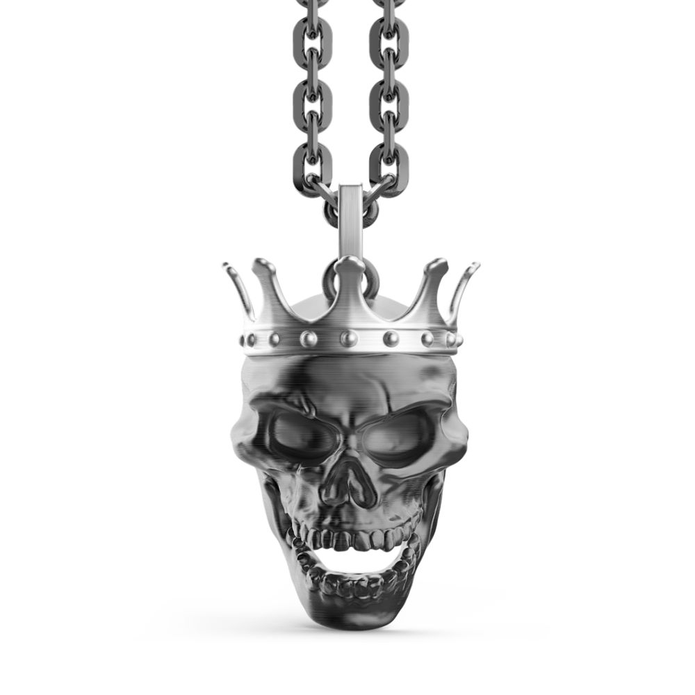 Zancan Collana Zancan in argento con pendente a teschio con corona