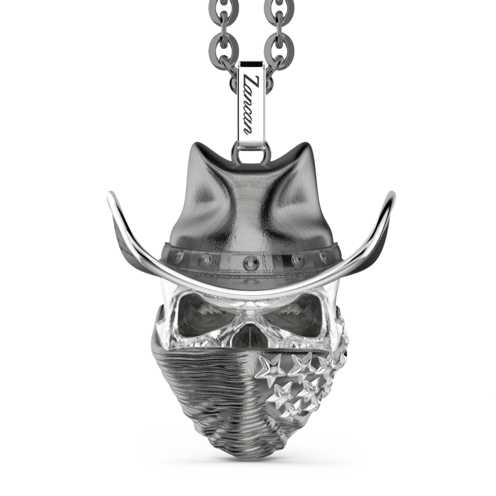 Zancan Collana Zancan in argento con pendente a teschio cowbloy
