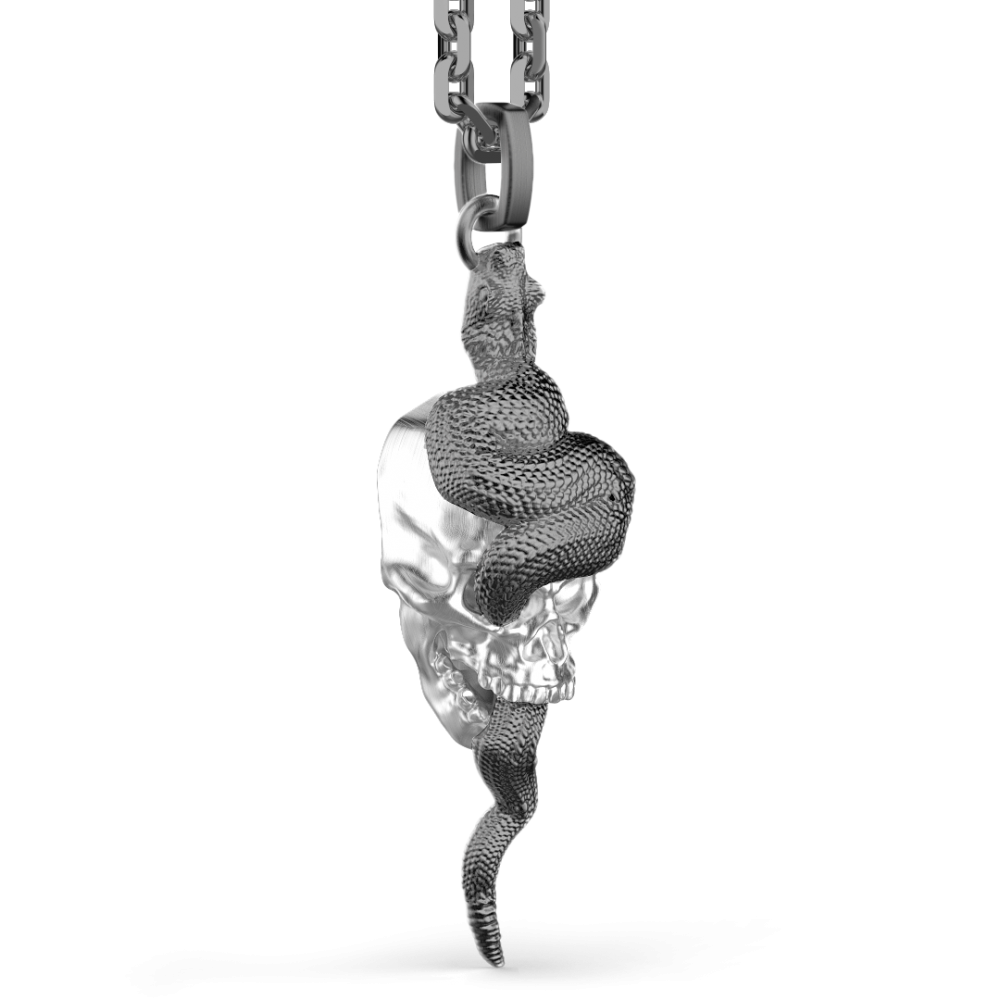 Zancan Collana Zancan In Argento Con Pendente A Teschio E Serpente