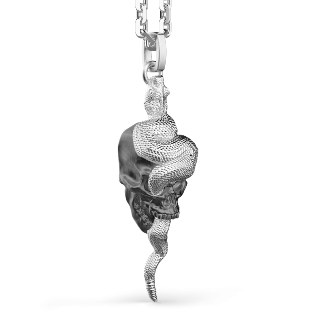 Zancan Collana Zancan In Argento Con Pendente A Teschio E Serpente