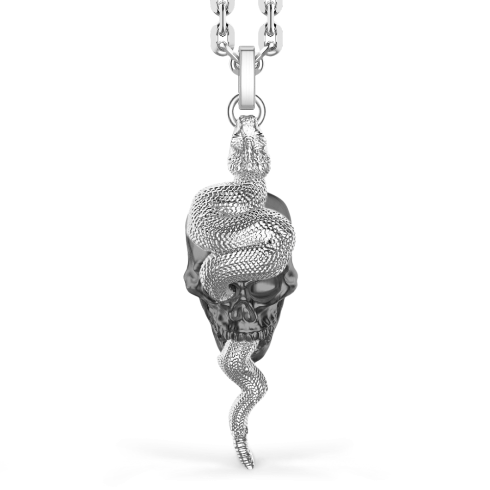 Zancan Collana Zancan in argento con pendente a teschio e serpente