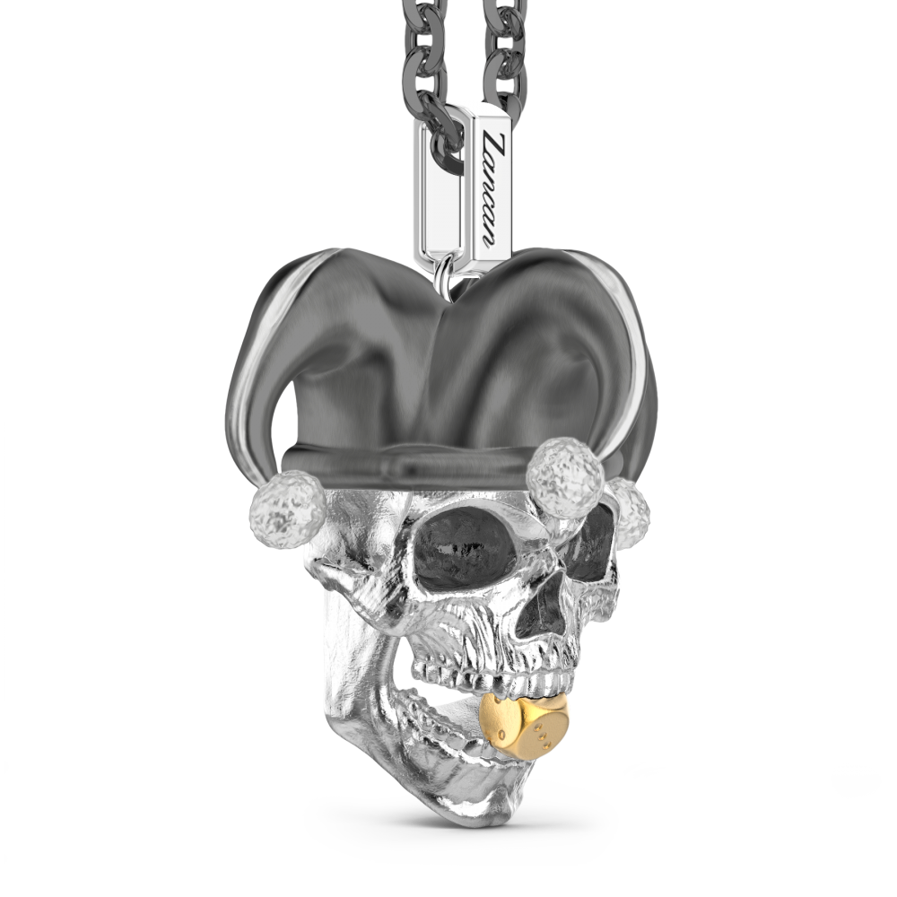 Zancan Collana Zancan In Argento Con Pendente A Teschio Joker