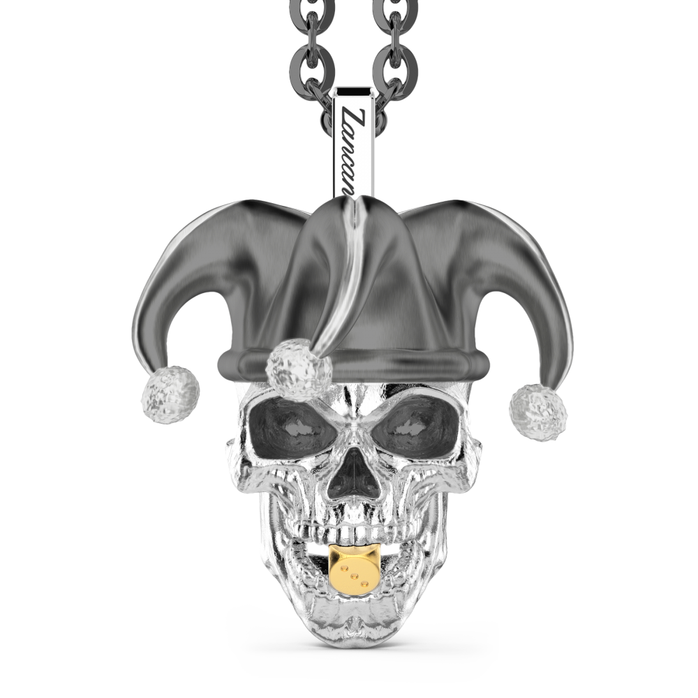 Zancan Collana Zancan in argento con pendente a teschio joker