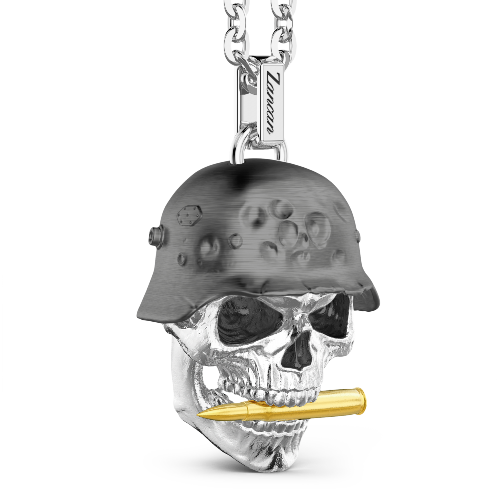Zancan Collana Zancan In Argento Con Pendente A Teschio Militare