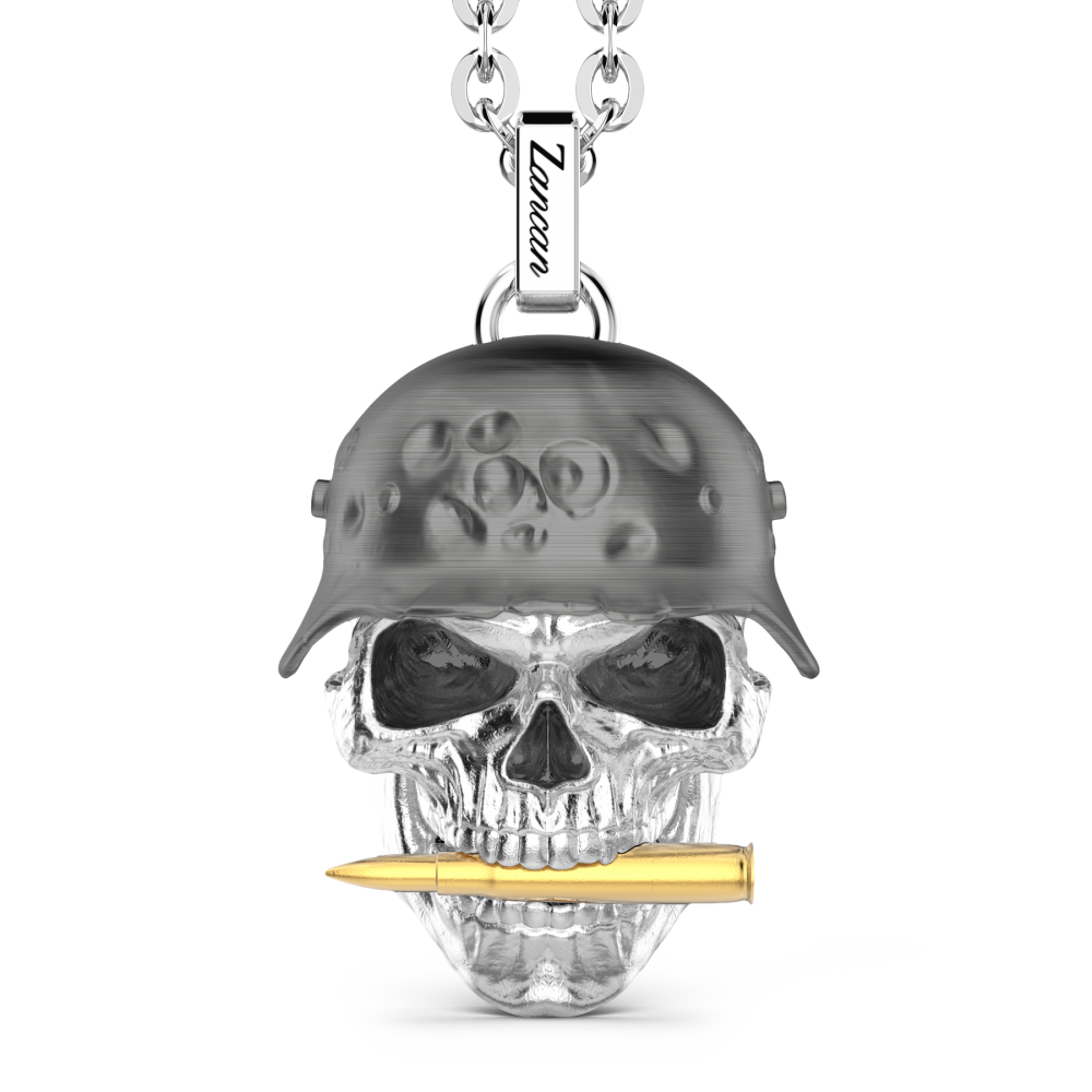 Zancan Collana Zancan in argento con pendente a teschio militare