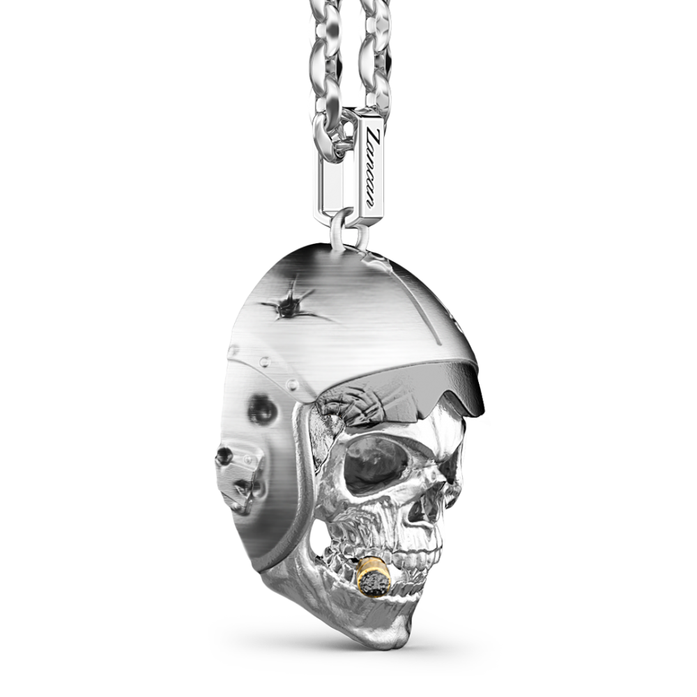 Zancan Collana Zancan In Argento Con Pendente A Teschio Nativo Aviatore