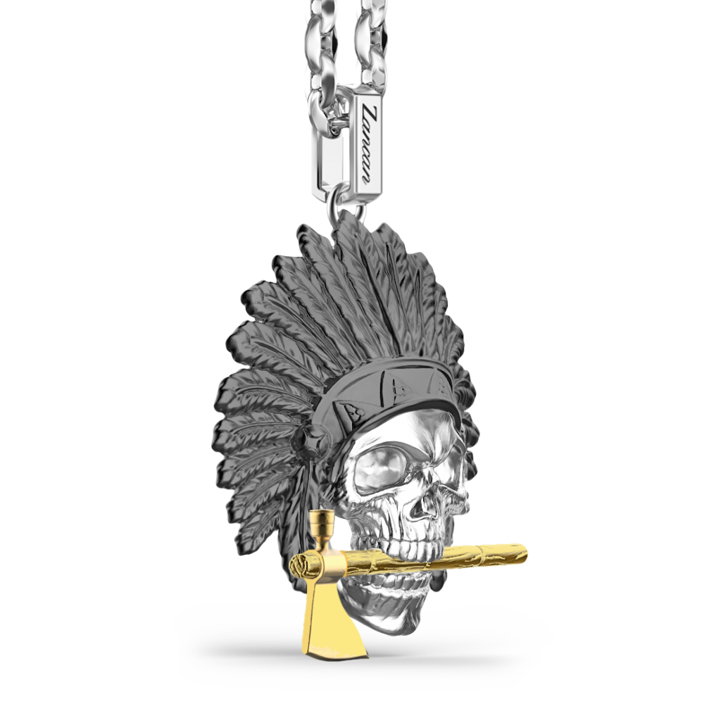 Zancan Collana Zancan In Argento Con Pendente A Teschio Nativo Americano