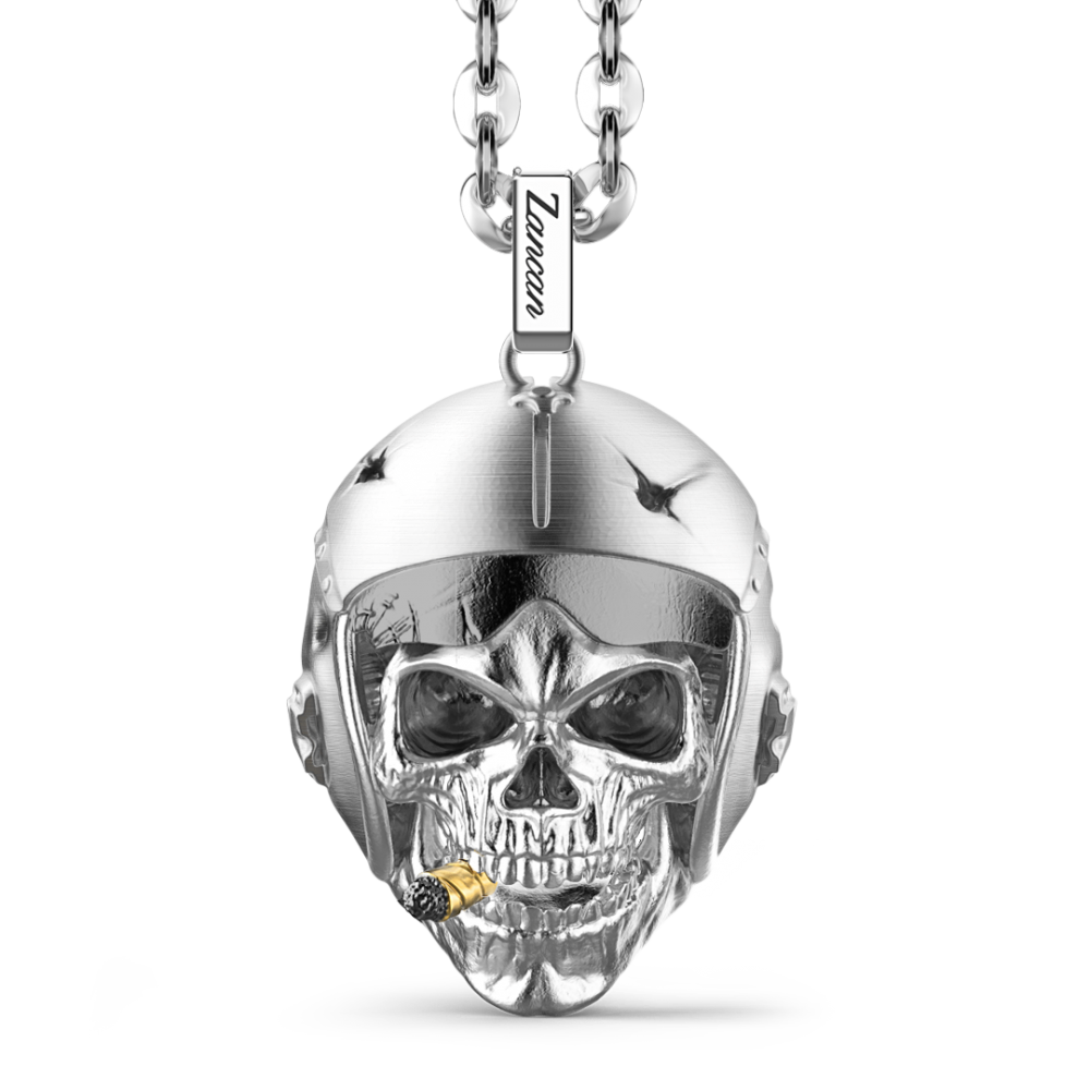 Zancan Collana Zancan in argento con pendente a teschio nativo aviatore