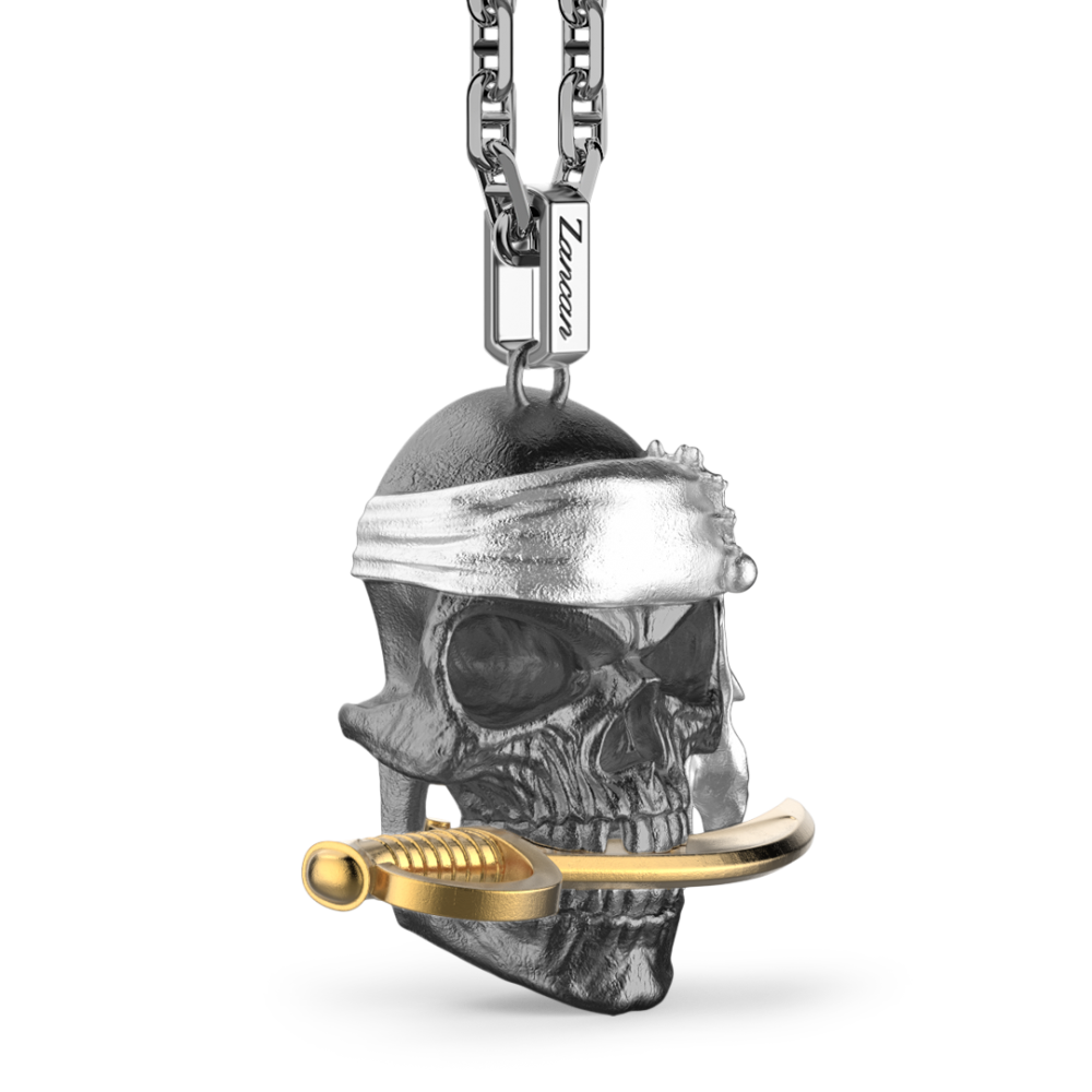 Zancan Collana Zancan In Argento Con Pendente A Teschio Pirata