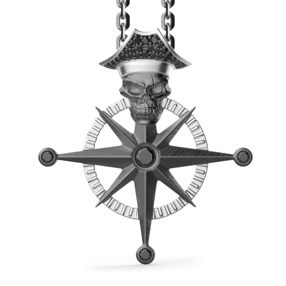 Zancan Collana Zancan in argento con pendente a teschio pirata