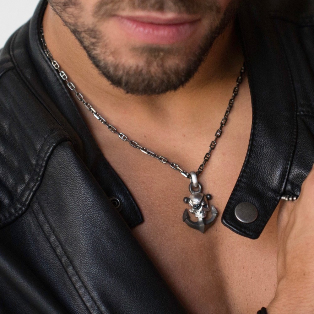 Zancan Collana Zancan In Argento Con Pendente A Teschio Pirata
