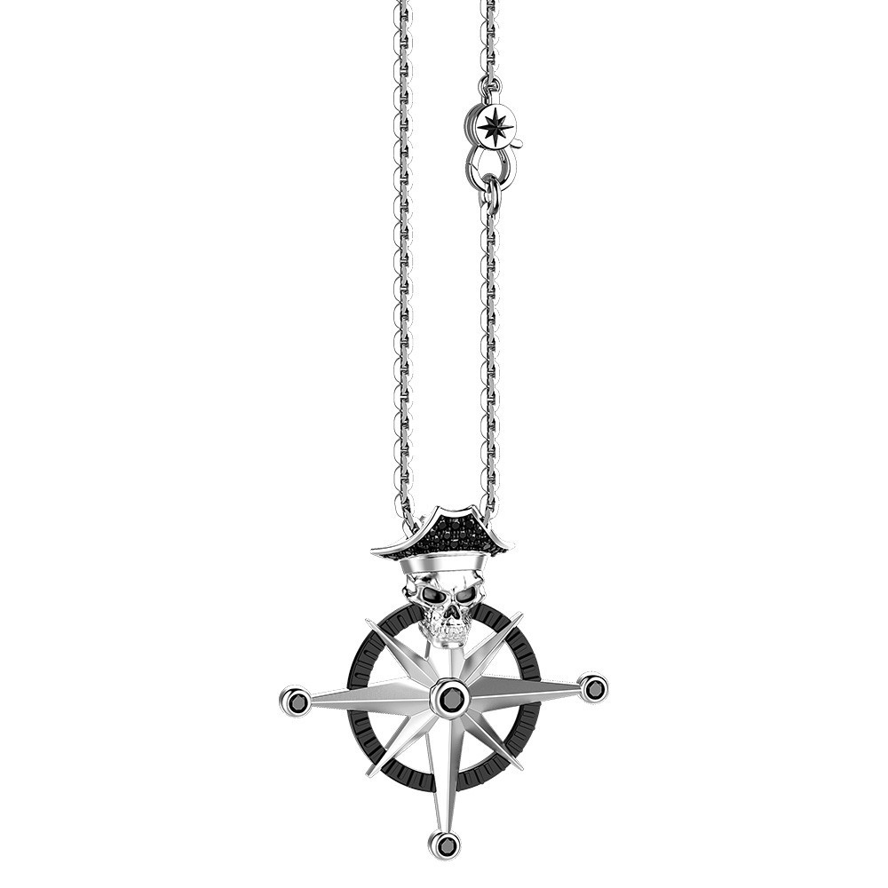 Zancan Collana Zancan In Argento Con Pendente A Teschio Pirata