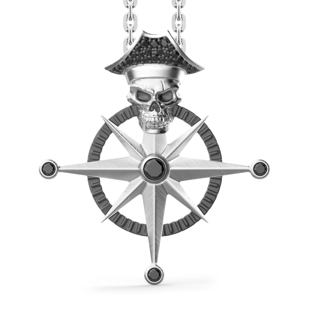 Zancan Collana Zancan in argento con pendente a teschio pirata