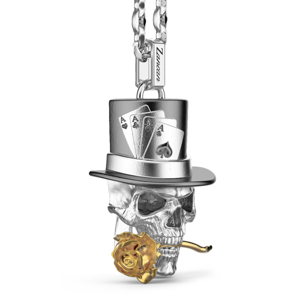 Zancan Collana Zancan In Argento Con Pendente A Teschio Prestigiatore