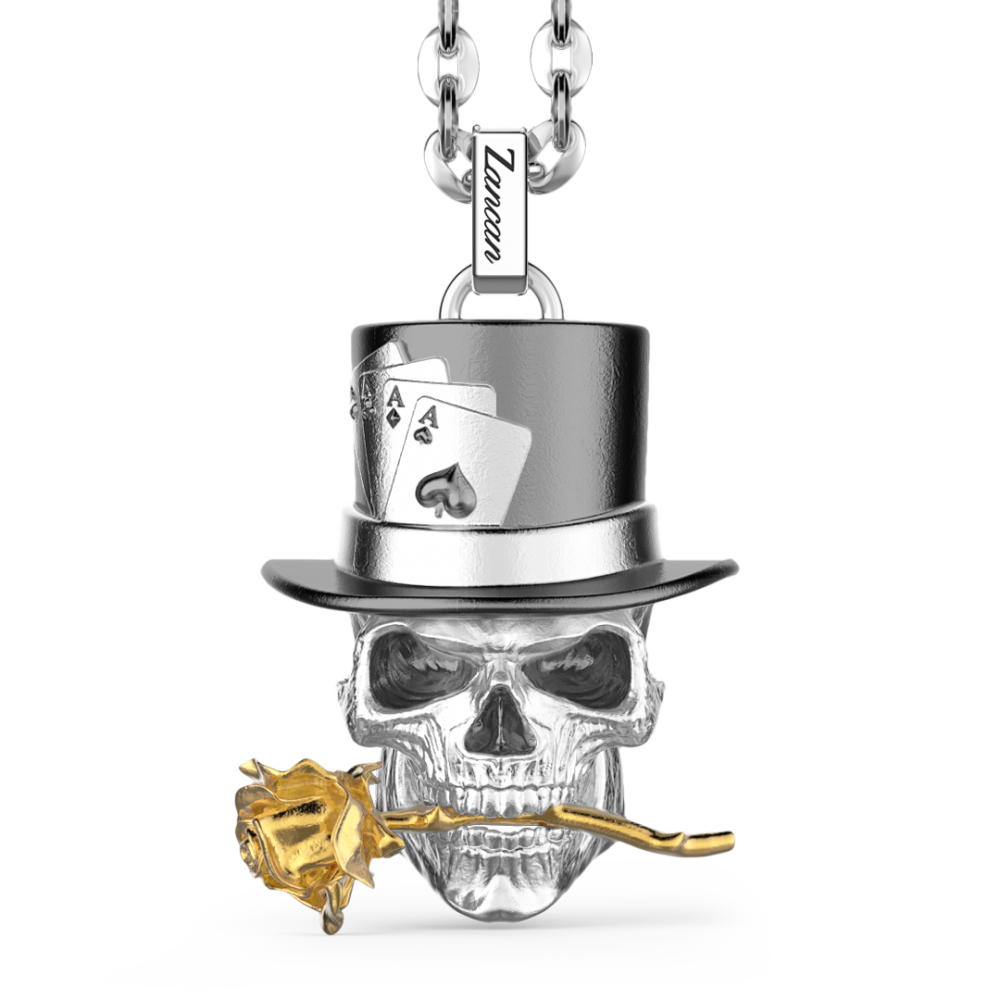 Zancan Collana Zancan in argento con pendente a teschio prestigiatore
