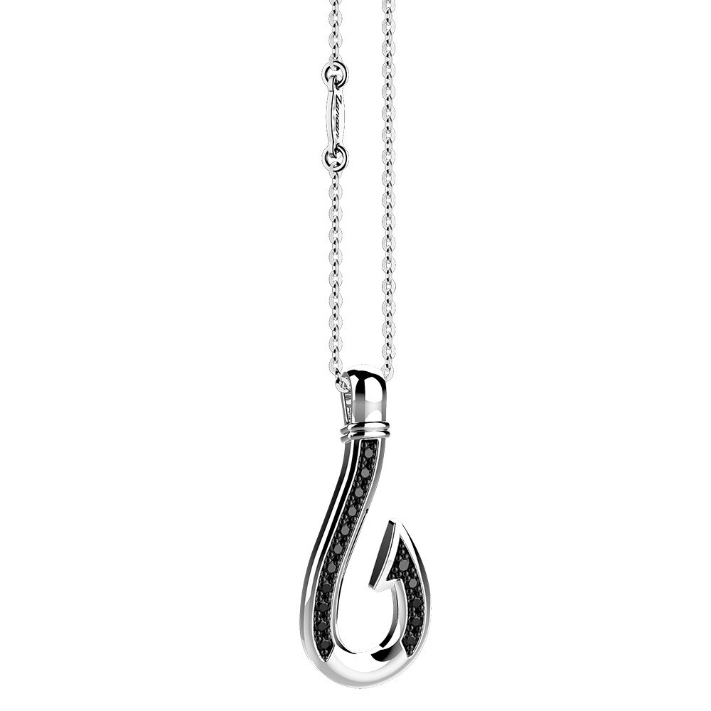 Zancan Collana Zancan In Argento Con Pendente Ad Amo Con Pietre Nere