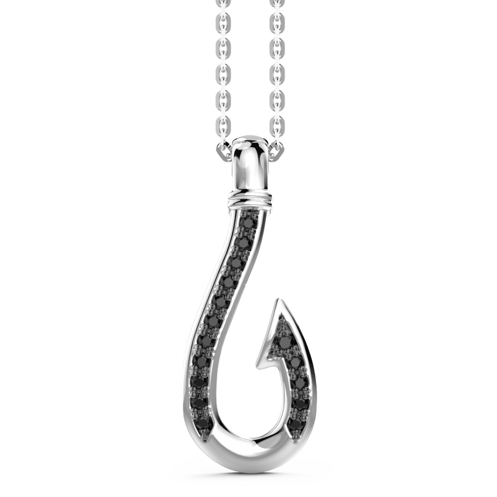 Zancan Collana Zancan in argento con pendente ad amo con pietre nere