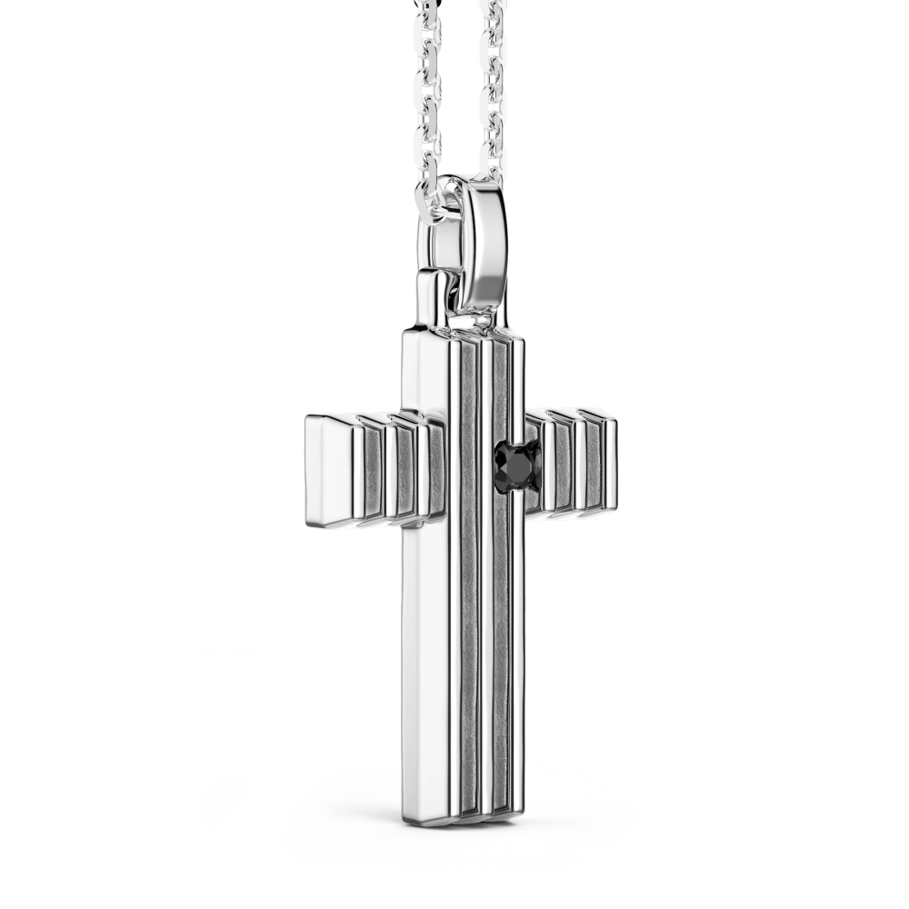 Zancan Collana Zancan In Argento Con Pendente Croce E Pietra Nera