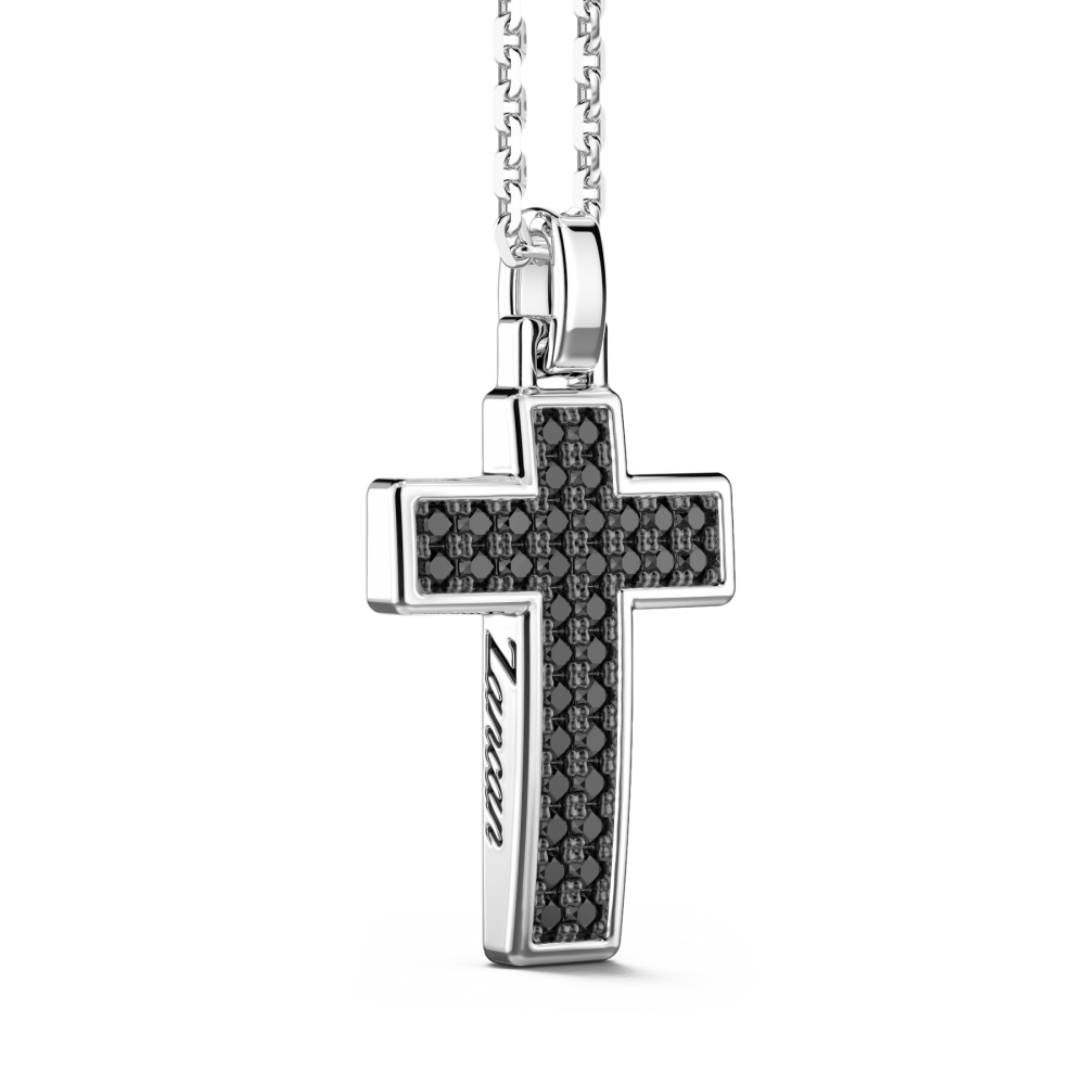 Zancan Collana Zancan In Argento Con Pendente Croce E Pietre Nere