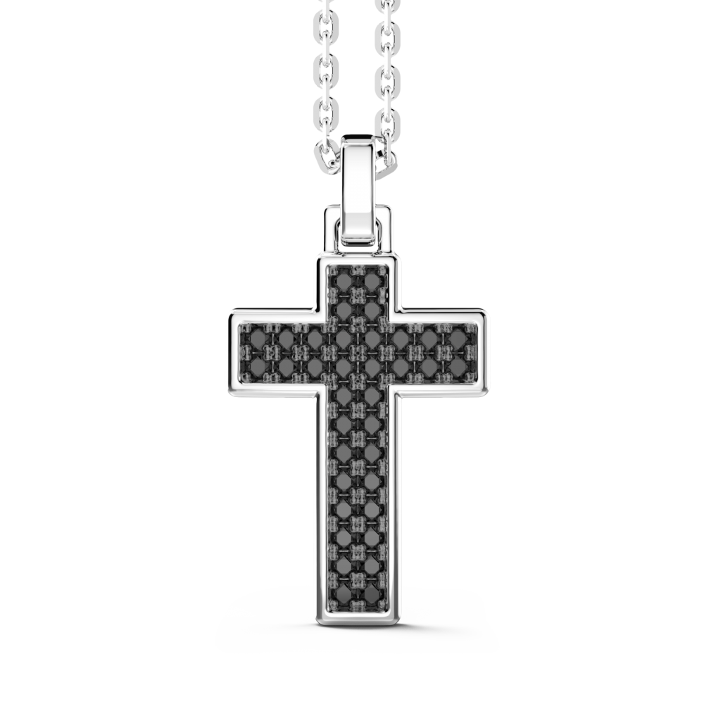 Zancan Collana Zancan in argento con pendente croce e pietre nere