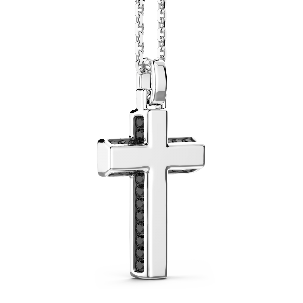 Zancan Collana Zancan In Argento Con Pendente Croce E Pietre Nere
