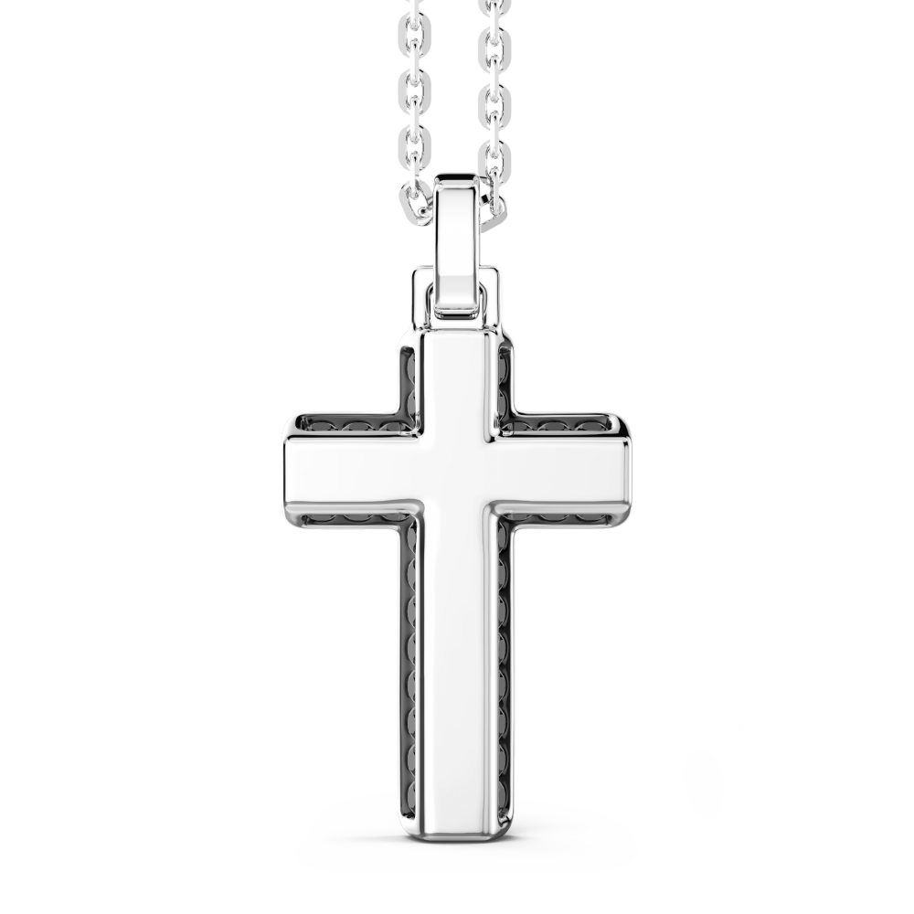 Zancan Collana Zancan in argento con pendente croce e pietre nere