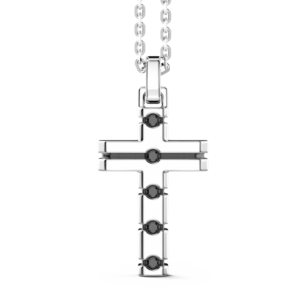 Zancan Collana Zancan in argento con pendente croce e pietre nere
