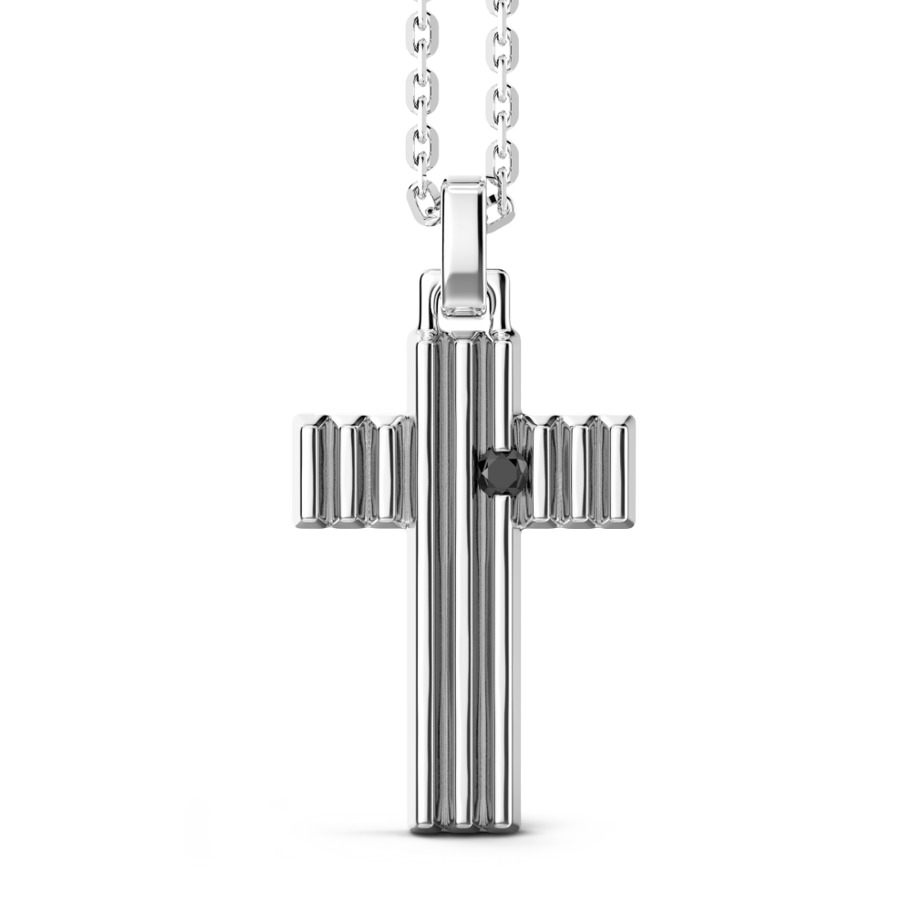 Zancan Collana Zancan in argento con pendente croce e pietra nera