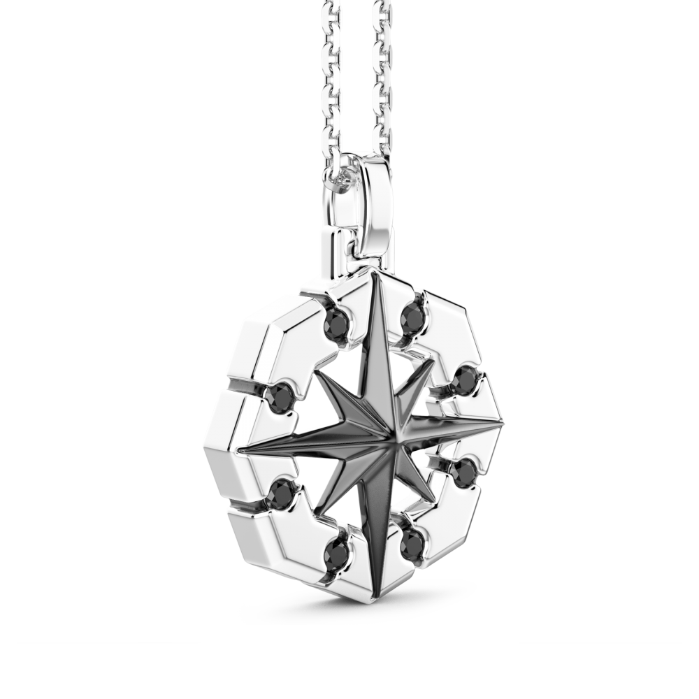 Zancan Collana Zancan In Argento Con Pendete A Rosa Dei Venti