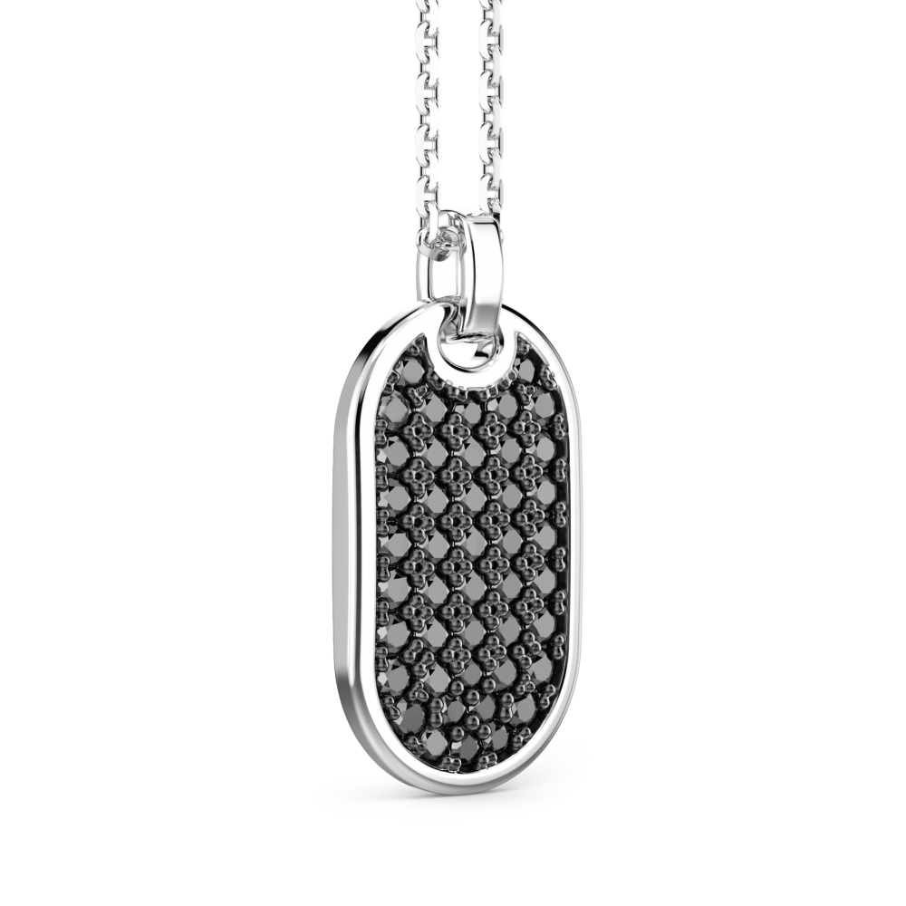 Zancan Collana Zancan In Argento Con Pendete A Targa Con Pietre Nere
