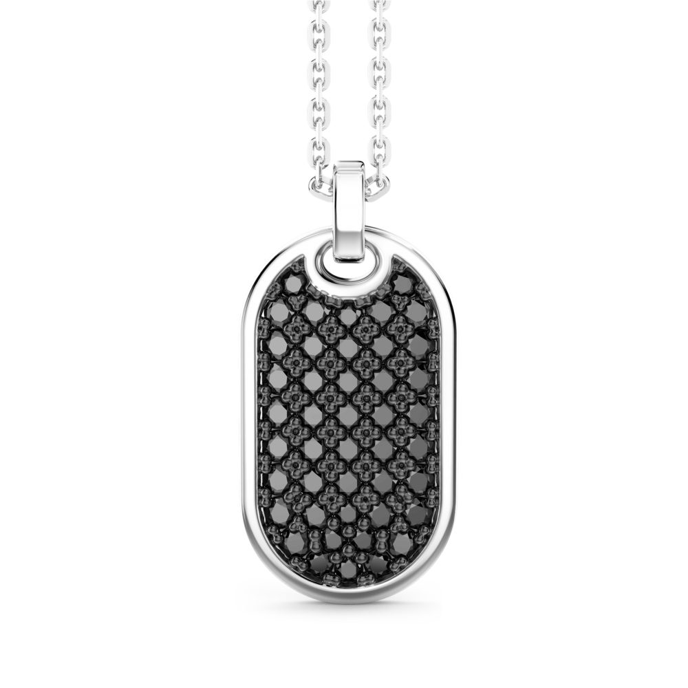 Zancan Collana Zancan in argento con pendete a targa con pietre nere