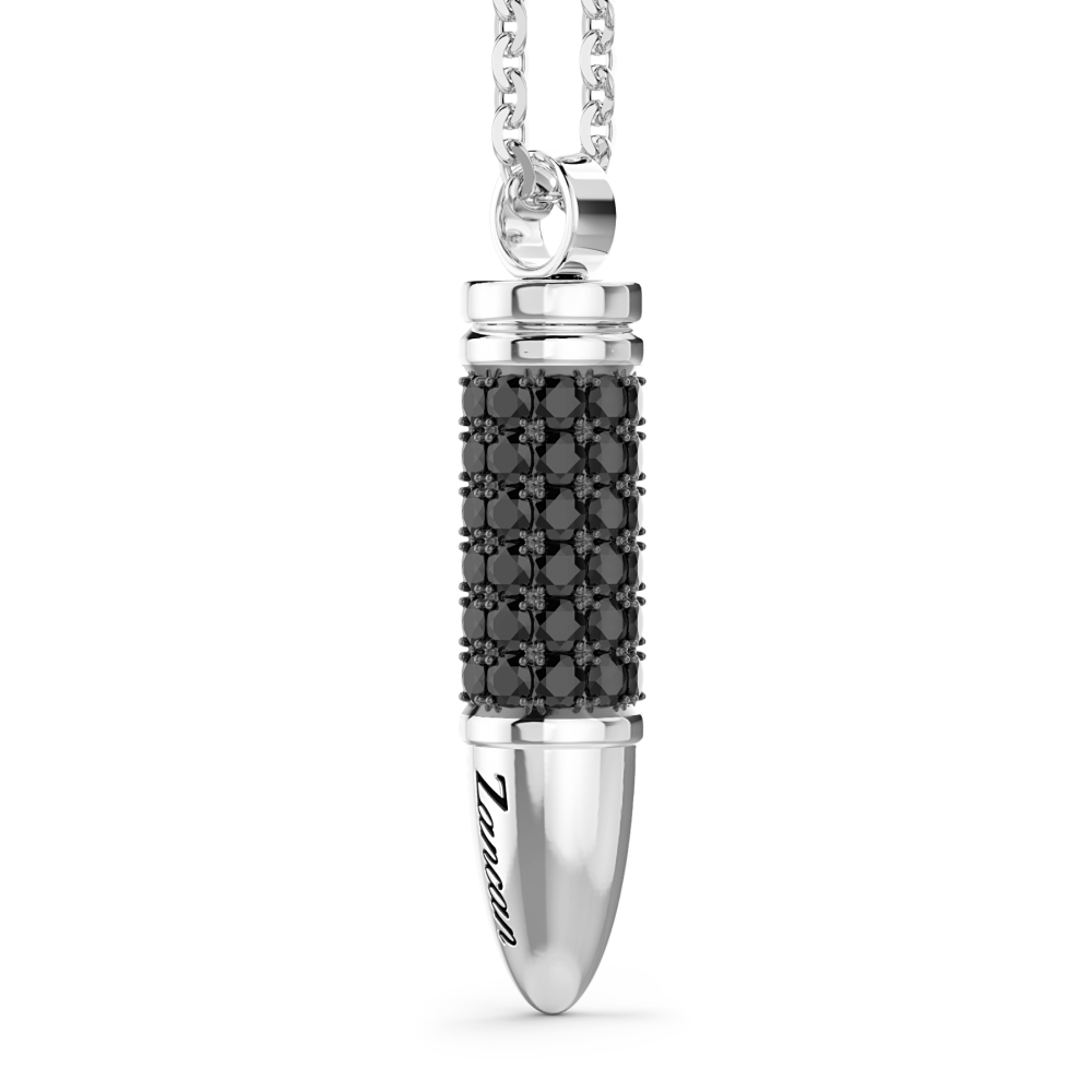 Zancan Collana Zancan In Argento Con Proiettile E Pietre Nere