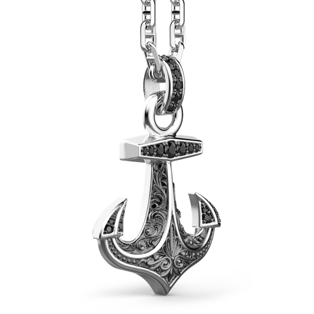 Zancan Collana Zancan In Argento Pendente Ad Acora Con Pietre Nere