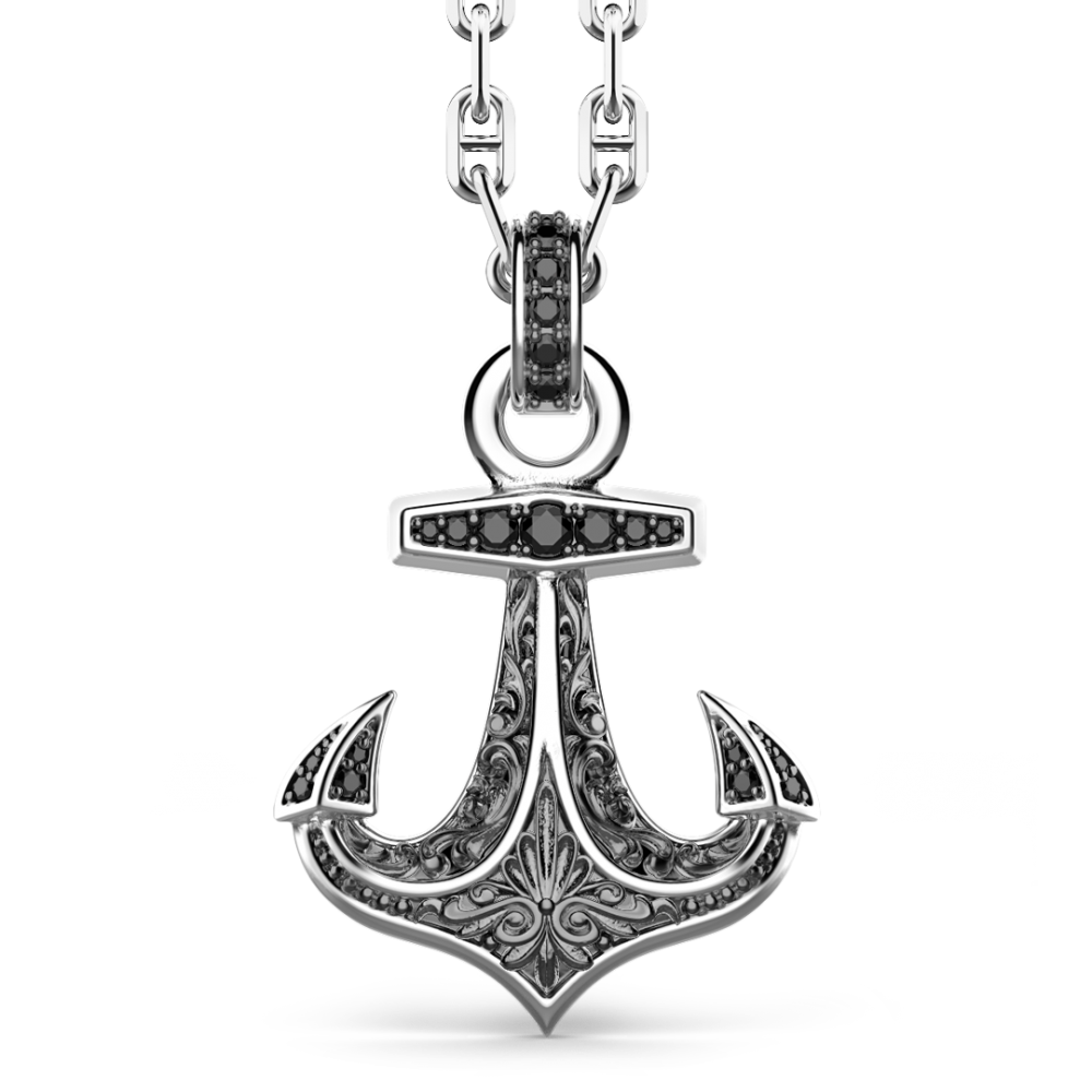 Zancan Collana Zancan in argento pendente ad acora con pietre nere