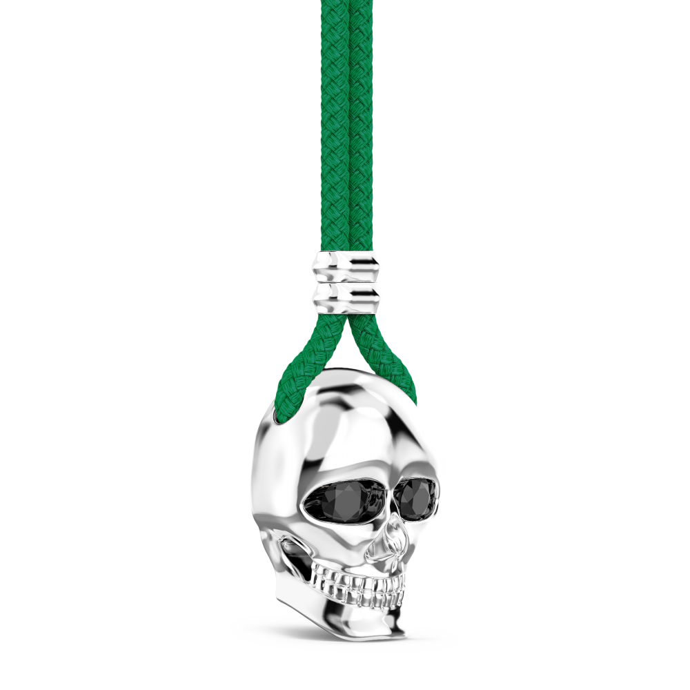 Zancan Collana Zancan In Kevlar Con Pendente A Teschio In Argento