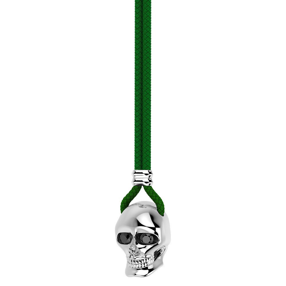 Zancan Collana Zancan In Kevlar Con Pendente A Teschio In Argento